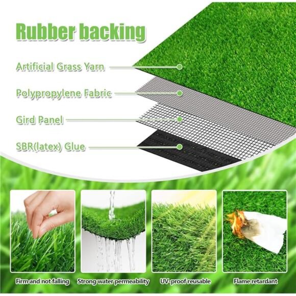 39.3 x 31.5 inches Artificial Grass Rug Turf for Dogs Indoor Outdoor Fake Grass - Picture 5 of 7